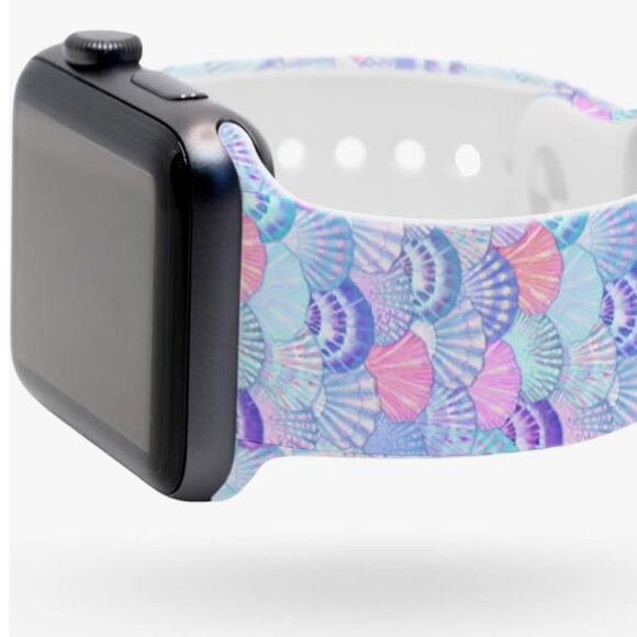 ? Ocean-Inspired Printed Silicone Watch Band Compatible with Apple Watch main image 4